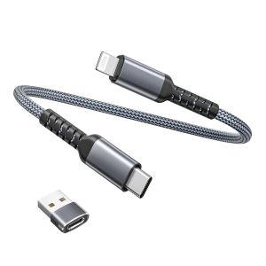 C&acirc;ble Chargeur USB C vers Lightning 0.3M avec Adaptateur USB A,Cordon d'Alimentation Type C PD Charge Rapide pour iPhone 10 11 12 13 14 Mini Pro Max XR SE 2021 iPad 8 9,Airpods 1 2 3 - Neuf