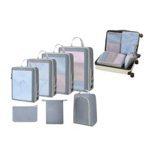Ensemble De 7 Cubes De Rangement Pour Bagages - Sacs De Rangement Gris - Neuf