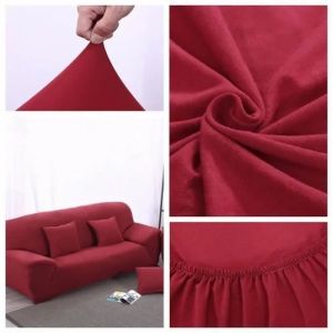 Housse De Canap&eacute; - 1-2-3 Place - Rouge - Extensible - Polyester - Design Contemporain - Neuf