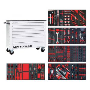 Servante d'atelier compl&egrave;te large, blanche XL 514 outils MW Tools MWE512G3W - Neuf