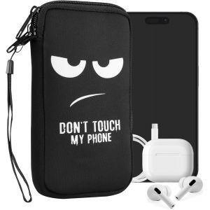KALANKA-Housse de Protection pour Smartphone XL - 6,7/6,8"" - Sacoche de Protection pour T&eacute;l&eacute;phone Portable en N&eacute;opr&egrave;ne Don't Touch My Phone Blanc-Noir - Neuf