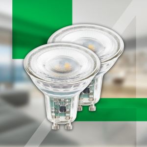 Kal-- Eek A Lot De 2 Lampes Gu10 En Verre, Lumière Blanc Chaud, 4.7w, 850lm, Led, Ampoule Led, Éclairage Led, Ampoule Led, Réflecteur, Ampoule, 50x56 Mm - Neuf