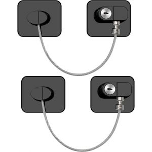 KALANKA-Lot de 2 Securite Fenetre Enfant, Serrure Frigo pour Enfants avec Clés, Bloque Port Fenetre sans Percer, Sécurité pour Bébé, Noir Verrou de Réfrigérateur Placard Armoire Tiroir - Neuf