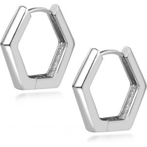 Kal-Boucles D'oreilles Créoles En Argent Pour Femmes Plaqué Or Blanc Hypoallergénique Huggie Hoop Boucles D'oreilles Bijoux À La Mode Cadeau 16mm Boucles D'oreilles Creoles Femme Argent - Neuf