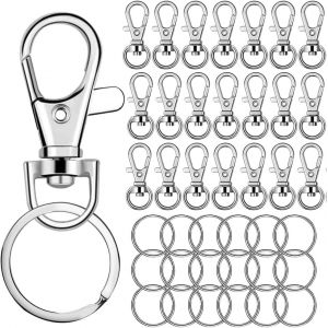 Eryi-Lot De 50 Anneaux Porte-Clés, Petits Fermoirs Rotatifs Et Anneaux Porte-Clés De 25 Mm, Mousquetons Pour Suspendre, Artisanat, Fabrication De Bijoux - Neuf
