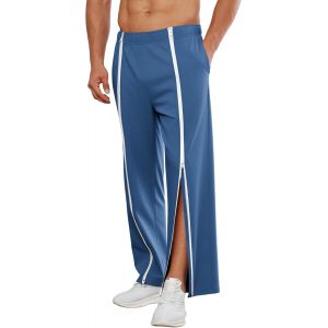 Jexnovashop-Pantalon De R&eacute;&eacute;ducation Pour Homme, Pantalon De Sport Long Avec Fermeture &Eacute;clair Int&eacute;grale, Pants En Coton D&eacute;tachable, D'entra&icirc;nement Ample &Agrave; Ouverture Lat&eacute;rale Avec Poches - Neuf