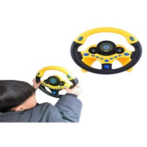 Volant &eacute;lectrique jouet pour enfants - Jaune - Simulation de conduite interactive avec sons et boutons - Neuf