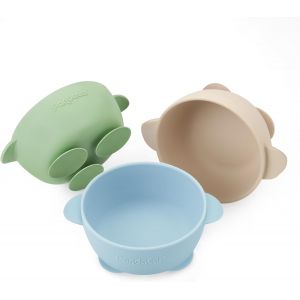 Kalanka-3 Bols &Agrave; Succion Pour B&eacute;b&eacute;, Bols En Silicone Antid&eacute;rapants Pour Enfants Et Tout-Petits, Id&eacute;al Pour Le Baby-Led Weaning, Sans Bpa - Bleu/Vert/Marron - Neuf