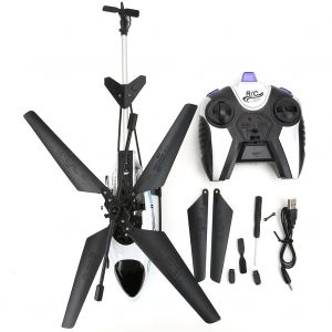 Helicoptere telecommande a 2 canaux en alliage, jouet pour enfants avec gyroscope (blanc et bleu) - Neuf