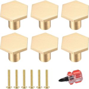 Les Boutons de porte, Laiton Cabinet Boutons, boîtier en Or Boutons, Boutons de Tiroir de la Commode, l'Hexagone Seul Trou Tirez la Poignée pour la Cuisine, Bureau, Armoire - Neuf