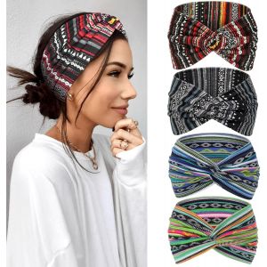 Bandeau Cheveux Femme Serre T&ecirc;te 4 Pi&egrave;ces &iquest; 7'' Extra Large &Eacute;lastique Boho Multicolore, Bandana Foulard Cheveux Femme Headband Accessoires Cheveux Mode Pour Yoga, Sport & Running - Neuf