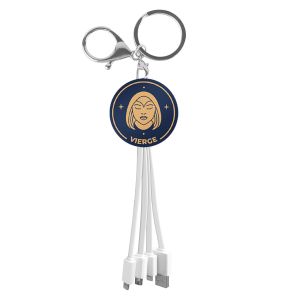 C&acirc;ble USB 3-en-1 Micro-USB / USB-C / Lightning design Porte-Cl&eacute;s Vierge YELLO KOKO Blanc - Neuf