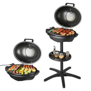 Ulteronixshop-Barbecue &Eacute;lectrique sur Pied 2400 W Gril &Eacute;lectrique de Table 2 en 1 Barbecue pour Grillades Jardin F&ecirc;tes Int&eacute;rieur Ext&eacute;rieur, Temp&eacute;rature R&eacute;glable 50 &deg;C-350 &deg;C, Plaque de Cuisson Antiad - Neuf