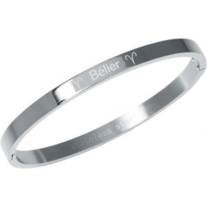 Eryi-Bracelet Jonc Fin En Acier Inoxydable 316l Avec Signe Astrologique Bracelet Zodiaque Largeur 4 Mm Cadeau D'amour Couleur Argent - Neuf