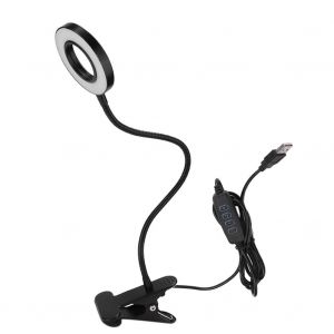 HJLIAN Lampe d'interieur USB a intensite variable, flexible a 360 degres, a pince, pour bureau, lit, tete de lit - Neuf