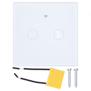 XYONG Interrupteur mural intelligent Wi-Fi pour application TUYA, 2 voies, fil unique sous tension, norme europeenne 80-260 V CA, blanc - Neuf