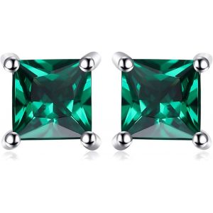 Boucles D'oreilles Carré Véritable Améthyste,Clous D'oreilles Argent 925.[X2883] - Neuf