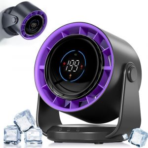 Ventilateur De Bureau,5000Mah Ventilateur À Pile,Affichage Led,1-199 Vitesses Et Tête Rotative À 105°, Ventilador De Pared De Puissant Flux D'Air Pour Bureau Et Maison,Chambre,Cuis[VEN750019] - Neuf