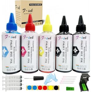 Lot De 5 Flacons D'Encre Et De Recharge D'Encre De 100 Ml Compatibles Avec Cartouches D'Encre Hp 304 302 650 62 652 300 301 304Xl 652Xl 300Xl 650Xl 302Xl 62Xl 301Xl Avec Outils De Recharge - Neuf