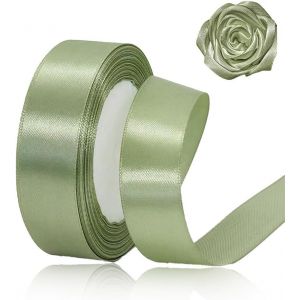 Ruban De Satin Vert Sauge De 20 Mm Pour D&eacute;corations De F&ecirc;te De No&euml;l, 23 M, Pour Emballage Cadeau, Artisanat, F&ecirc;te De Mariage, Noeuds Pour Cheveux, Bouquets Floraux, Anniversaires, F&ecirc;tes Pr&eacute;natales - Neuf