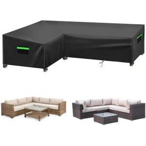 Ulteronixshop-Housse De Protection Pour Salon De Jardin En Forme De L, Housse De Protection Pour Salon De Jardin En Rotin Imperm&eacute;able Pour Canap&eacute; D'angle (Noire, 222x286x87x80/66cm) - Neuf