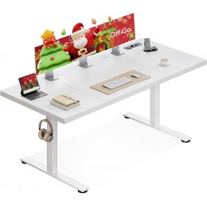SUBZONAL-Bureau Assis Debout &Eacute;lectrique 180x70 cm, 35 mm &Eacute;paisseur, Table Debout R&eacute;glable en Hauteur, avec Prise de Courant, Standing Desk T Stables, Ergonomie Bureau & Gaming, Blanc&iquest; - Neuf
