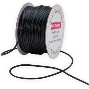 Mevronisshop-Cordon En Satin Noir De 2 Mm &iquest; 50 M Pour N?Uds Chinois &iquest; Pour Fabrication De Bracelets, Colliers, Bijoux En Macram&eacute; - Neuf