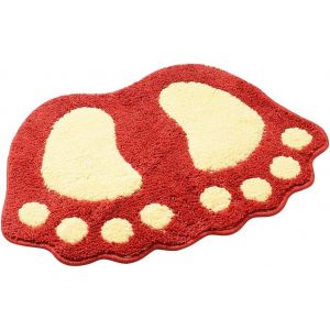 Tapis de bain antidérapant, tapis de douche, tapis à poils longs, tapis de sol absorbant, paillasson (48 x 67 cm, rouge) - Neuf
