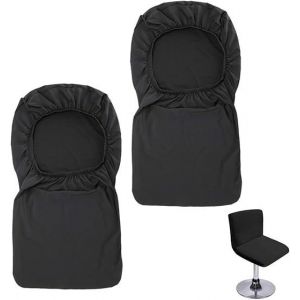 Lot De 2 Housses De Tabouret De Bar Noires (Sans Chaises) Avec Housse De Protection Pour Chaise De Salle À Manger Pivotante Courte, Housse De Chaise Extensible, Chaise, Tabouret De Bar - Neuf