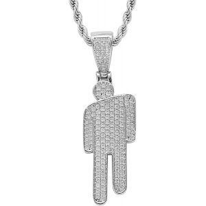 Collier,Colliers &Agrave; Pendentif Cr&eacute;atifs En Strass,Collier Diamant Tendance,Cha&icirc;ne T&ecirc;te Inclin&eacute;e En Acier Inoxydable Et Zircone,Bijou Rap Tendance Pour Homme Et Femme (Argent) - Neuf