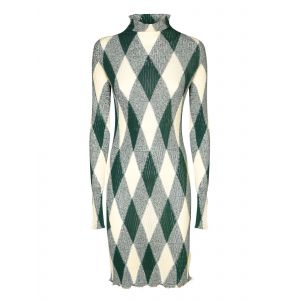 Robe Verte En Mélange De Soie À Col Montant Burberry - Neuf