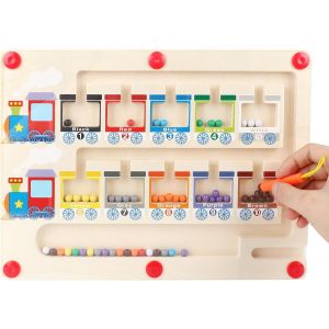 Magnétique Jeux de Labyrinthe pour les Enfants, Apprentissage des Couleurs de Comptage et de Tri Jeu Montessori Jouets en Bois, Nombre de Labyrinthe de Jouets, Jeux Éducatifs Cadeau - Neuf