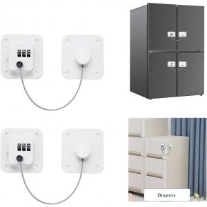 Yemaesre-Bloc Porte Securite Bebe, 2 Pièces Bloque Tiroir Securite Enfant, Bloque Placard Bébé Avec Serrure À Combinaiso, Blanc Bloque Porte Frigo, 3m Auto-Adhési Bloc Fenetre Securite Enfant - Neuf