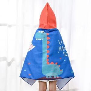 Serviette De Plage À Capuche Pour Enfants, Serviette De Bain À Séchage Rapide, Serviette De Piscine À Capuche Pour Filles Et Garçons, Motif Dinosaure - Neuf