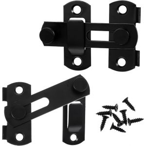 Lot de 2 verrous de porte ext&eacute;rieurs en acier inoxydable avec vis fixe-Petit verrou pour maison,cour,jardin,porte de grange-Noir - Neuf