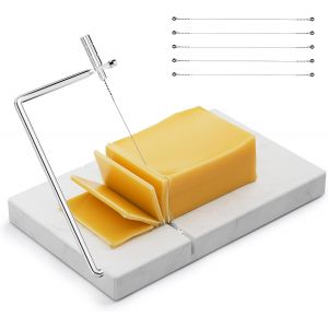 Mevronisshop-Trancheuse &Agrave; Fromage Avec 5 Fils De Coupe &Eacute;pais De Rechange, Robuste, 12,7 X 20,3 Cm, Planche En Marbre Pour Blocs De Fromages, Beurre, Etc. Outil De Cuisine Pour Fromage &iquest; Blanc - Neuf