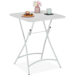 Ulteronixshop-Table de Balcon Pliable, Console de Jardin, HxLxP: 74x59x59 cm, Table de Camping r&eacute;sistante, Pliante, Blanc - Neuf