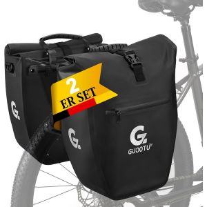 Subzonal-Ensemble De 2 Sacoches De V&eacute;lo Pour Porte-Bagages De 48 L, En B&acirc;che, Sacoche De Porte-Bagages Arri&egrave;re Avec R&eacute;flecteurs, Avec Poign&eacute;e De Transport Et Bandouli&egrave;re (Noir 24 L, Ensemble De 2) - Neuf