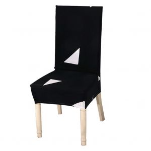 HJLIAN Housse de chaise elastique a motif triangulaire noir, housse de protection amovible pour maison, mariage, hotel - Neuf