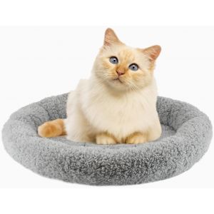 Cmws-Namsan Lit Rond Pour Chat Panier Petit Chat Coussin Donut Pour Chat Couverture Pour Chat Lieu De Couchage En Peluche Antid&eacute;rapant Pour Dormir - Gris - Neuf