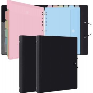 Classeur Avec Pochettes Perfor&eacute;es Pour Documents Format A4 Pochette Plastique, Trieur Document Pochette Plastique A4 Avec Rabat Maison/Bureau (Transparents Macarons) - Neuf