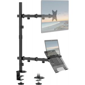 Support Pour Ordinateur Portable Et Moniteur Pour 1 Moniteur Jusqu'&Agrave; 32"" Et 1 Ordinateur Portable Jusqu'&Agrave; 15"", Support R&eacute;glable Extra Haut Avec Pince Et Base De Montage &Agrave; ?illets, Poids - Neuf