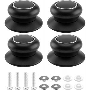 Kalanka-4 Pi&egrave;ces Bouton De Montage Facile En Bak&eacute;lite, Poign&eacute;e Couvercle Casserole Rond Universelle Avec Des Vis, Boutons De Couvercle De Pot Boutons De Rechange Faciles &Agrave; Installer, Noir - Neuf