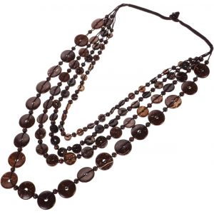 Kal-Collier Vintage Coquille De Noix De Coco Collier De Perles Africaines Long Collier Fantaisie Grands Colliers De Perles Pour Femmes Collier Vintage Bijoux En Perles Café Bois, 80.00x6.00x1.00cm - Neuf