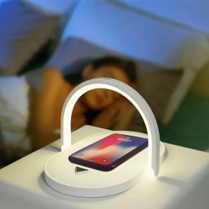Kal-Station De Recharge Sans Fil Avec Veilleuse Tactile Pour Chambre, Lampe De Chevet Tactile Avec 3 Niveaux De Luminosité,Contrôle Tactile Pour Chambre À Coucher, Bureau, Bureau,15w (Blanc) - Neuf