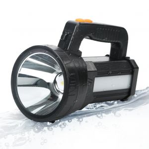 Lampe torche LED ultra puissante, 9 600 mAh / 11 000 lumens / IPX4 étanche, rechargeable, pour randonnée et camping - Ceinture et chargeur inclus [Classe énergétique A++] - Neuf