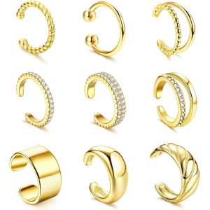 Kal-Manchettes D'oreille En Or Pour Femmes Manchette De Boucle D'oreille Non Piercing Clips D'oreille Boucles D'oreilles Manchettes D'oreille Pour Femmes Et Enveloppes Manchette D'oreille - Neuf