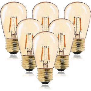 Ampoule Led Vintage Edison Filament E27 1w Equivalent 10w Ampoules À Incandescence,Blanc Super Chaud 2200k,Non Dimmable,Ambre,Paquet De 6 - Neuf