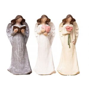 Ensemble de 3 figurines d'anges en r&eacute;sine peintes &agrave; la main pour la d&eacute;coration int&eacute;rieure - Neuf
