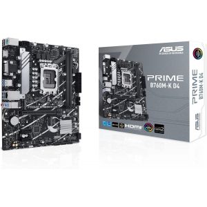 Prime B760M-K D4&iquest;Carte M&egrave;re Intel B760 Lga 1700 Micro-Atx (Ddr4,Pcie 4.0,2Xpcie 4.0 M.2,Realtek 2.5Gb Ethernet,Vga,Hdmi,Sata 6 Gb/S,Usb 3.2 Gen 1,Aura Sync Rgb) - Neuf